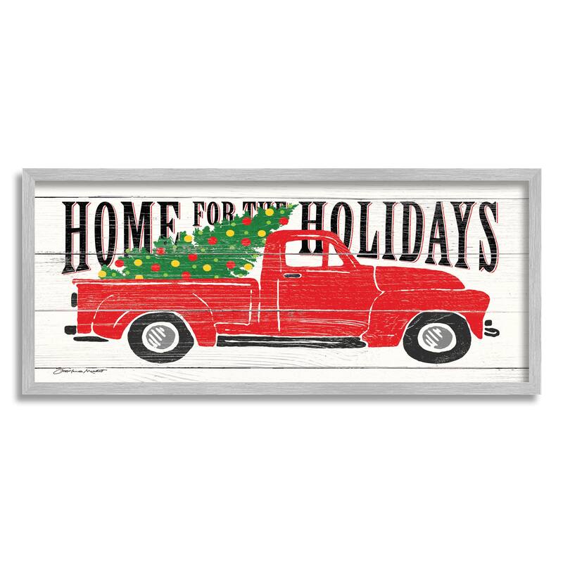 Stupell Home For Holidays Phrase Vintage Red Truck Christmas Framed Wall Art - Green