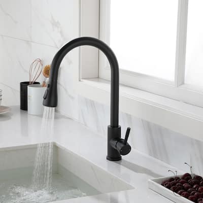 Black Kitchen Faucets w/Pull Down Sprayer Single Hole Kitchen Faucet