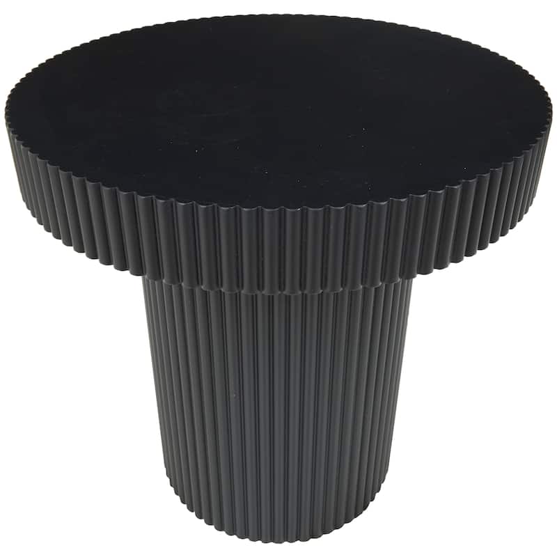 Wooden Dimensional Ribbed Accent Table - Black - Roche River Decor