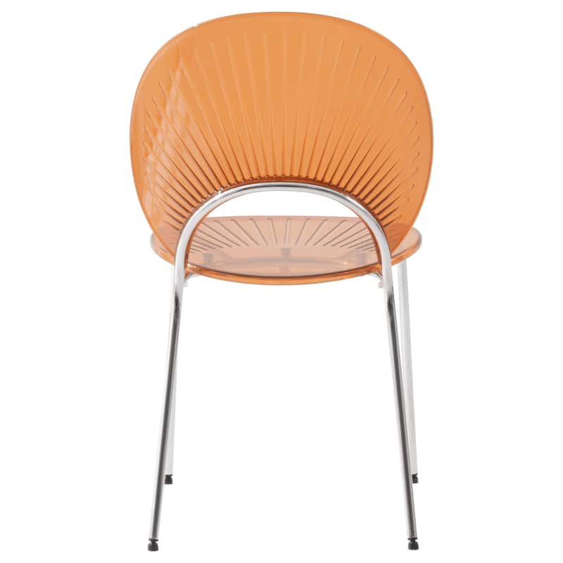 LeisureMod Opulent Plastic Dining Side Chair in Chrome Base