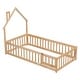 preview thumbnail 45 of 109, Twin/Full Montessori Toddler Floor Bed Frame, Modern House-Shaped Bed Frame with Fence and Full-Length Guardrails for Girls Boys