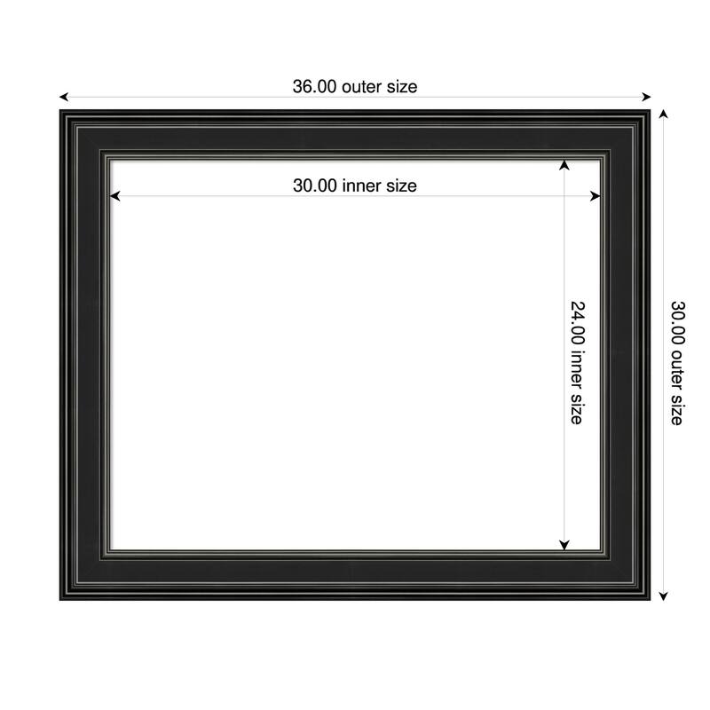Amanti Art Ridge Black Framed Dry Erase Magnetic Board - 36 x 30 in - Ridge Black