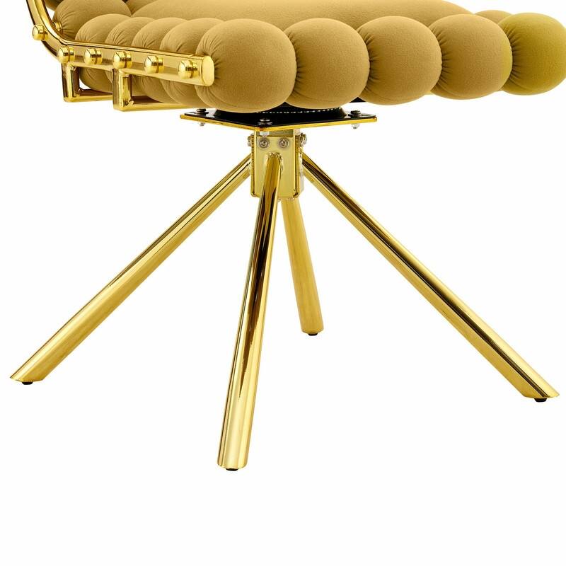 Set of 2 Puffy Bubble Velvet Dining Chairs with Ball Chain Detail