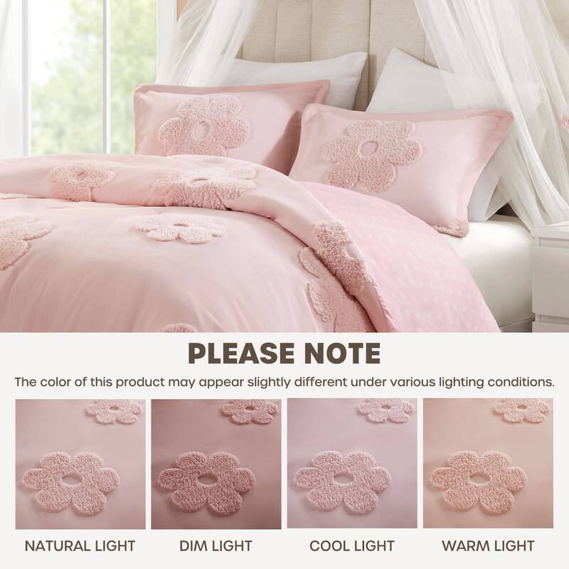 Intelligent Design Kids Gracie Floral Reversible Tufted Chenille Duvet Cover Set