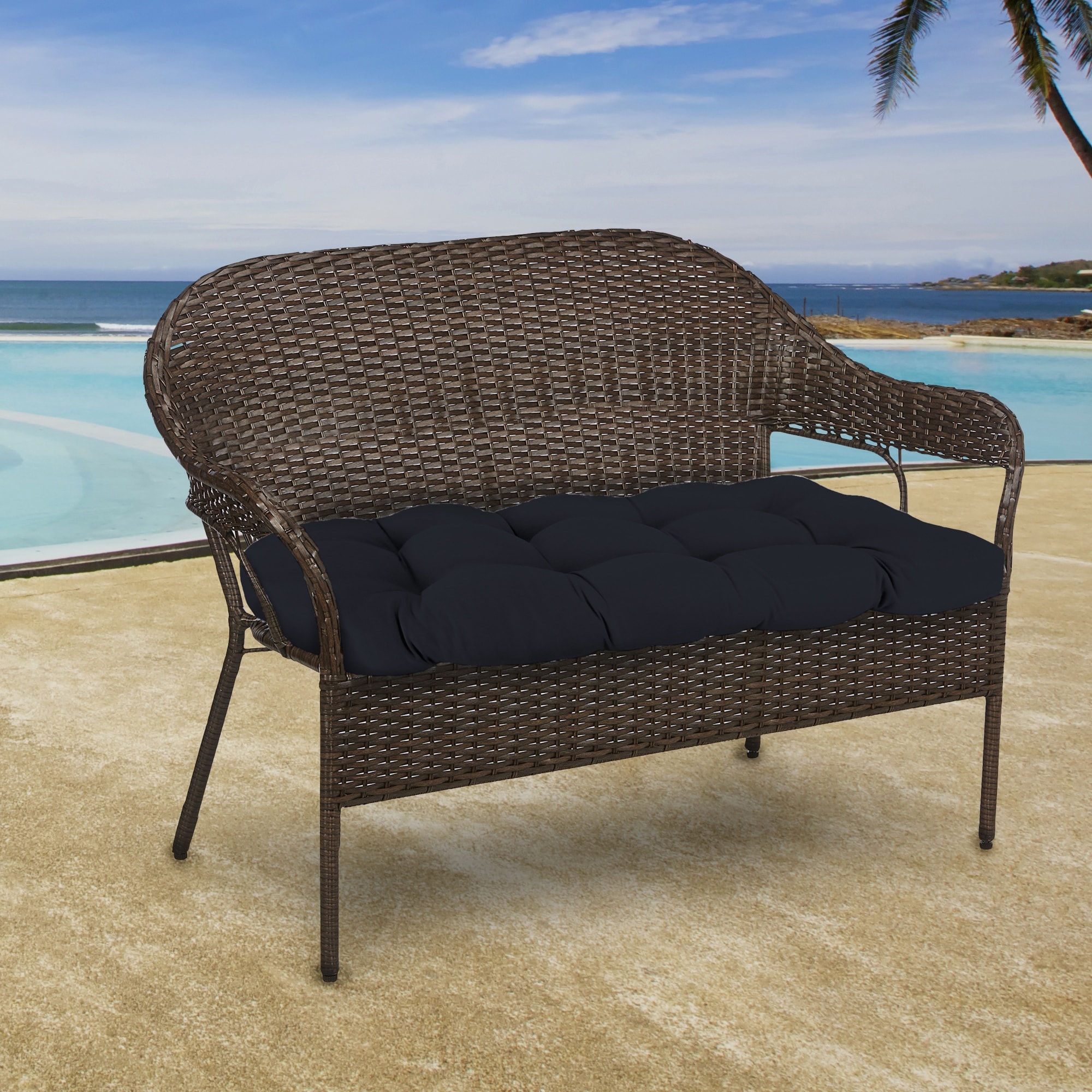Wicker on sale bench cushion
