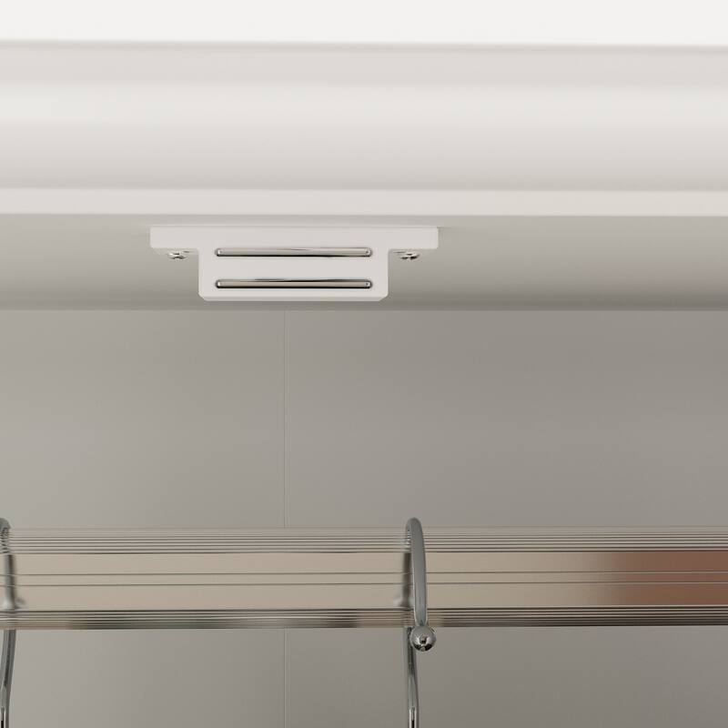 70.9"H White Lacquered Armoires Wardrobes With Mirror Doors