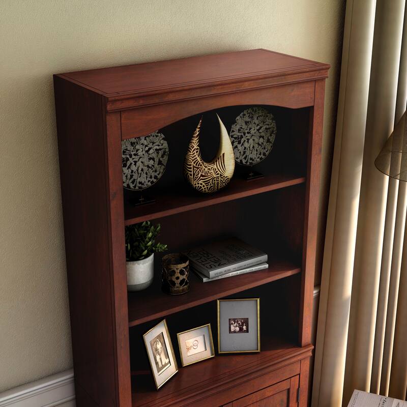 Omni Transitional 3-Shelf Wood Bookcase with Cabinet by Furniture of America