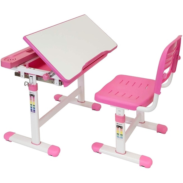 pink desk and chair set