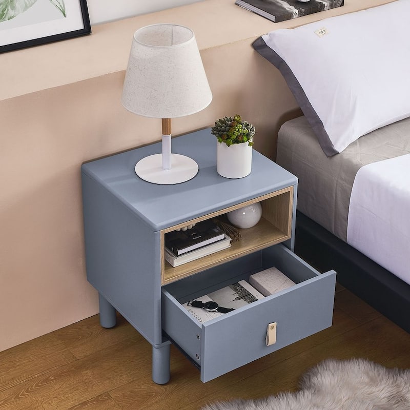 Modern Compact Wooden Single Drawer Nightstand