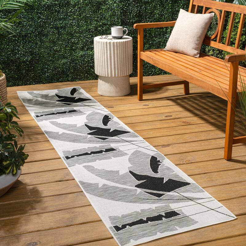 JONATHAN Y Shelby Coastal Vintage Abstract Palm Leaf Indoor/Outdoor Area Rug