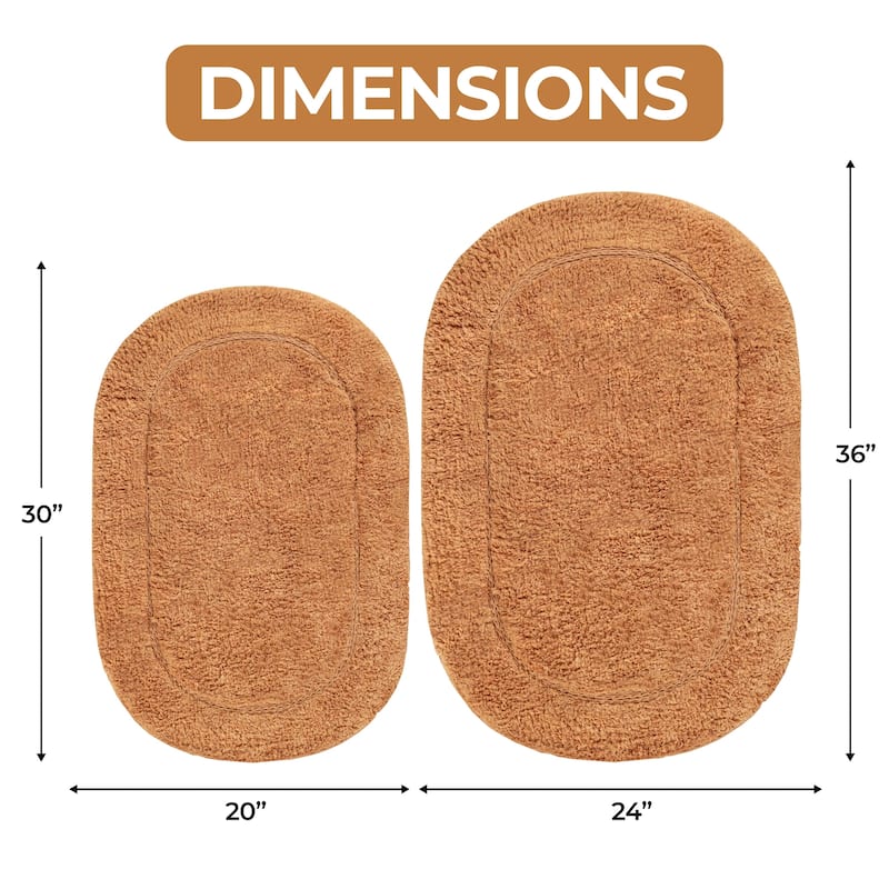 Superior Cotton Non-slip Oval Bath Rug - (Set of 2)