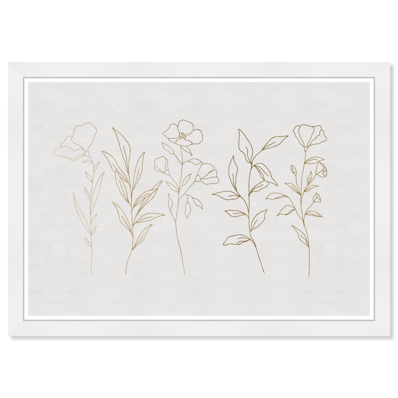 Wynwood Studio Prints Floral and Botanical Flower Lineup Gold and Metallic Gold Glam Wall Art Canvas Print