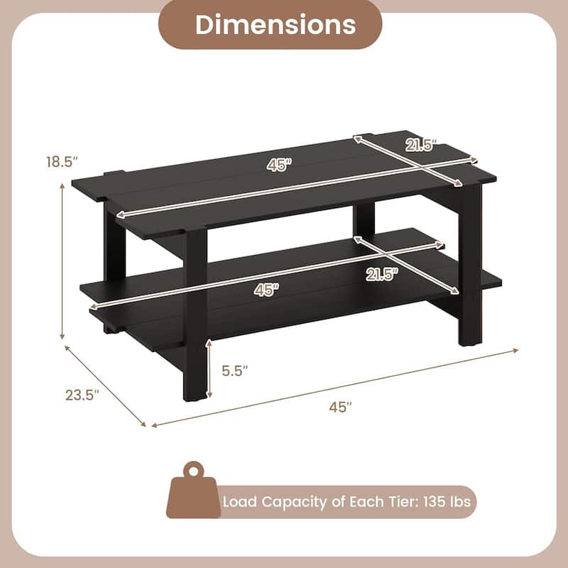 Wood Coffee Table Modern Center Table Rectangular Living Room Table