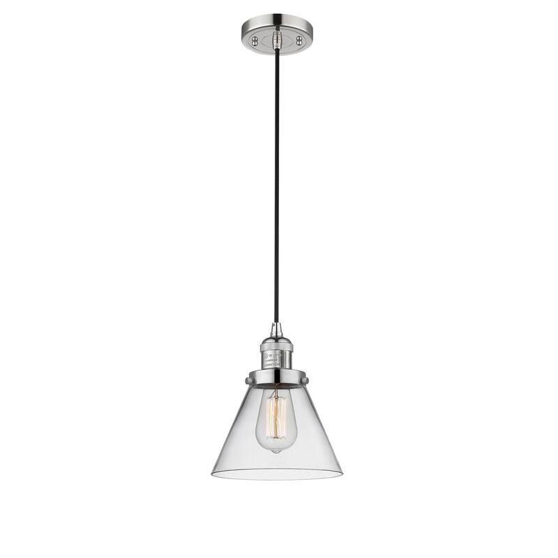 Innovations Lighting Franklin Restoration Cone - 1 Light 8" Cord Hung Mini Pendant - Clear/Polished Nickel