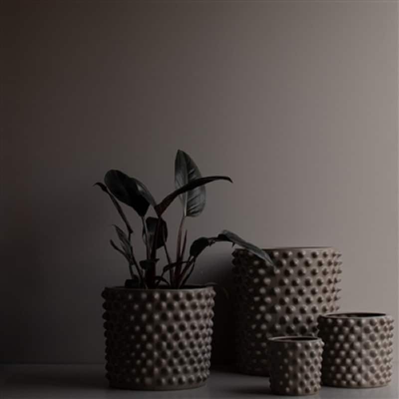 Round Ceramic Flower Pot - 6" - Gray