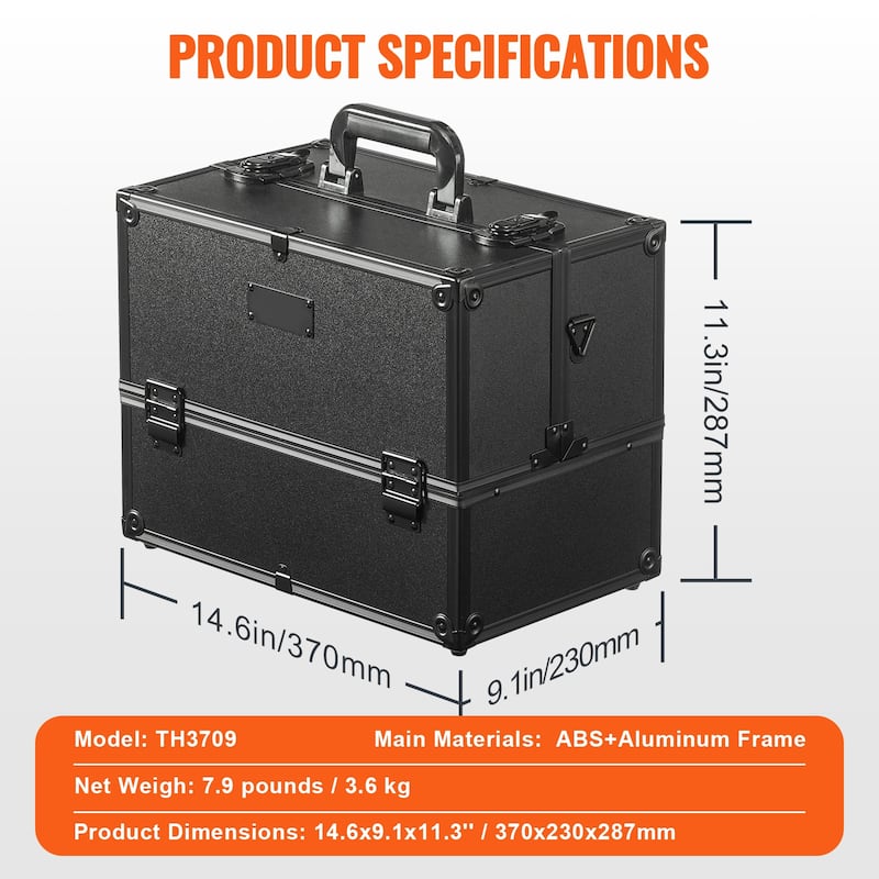 Makeup Train Case Aluminum Cosmetic Case for Women and Girls