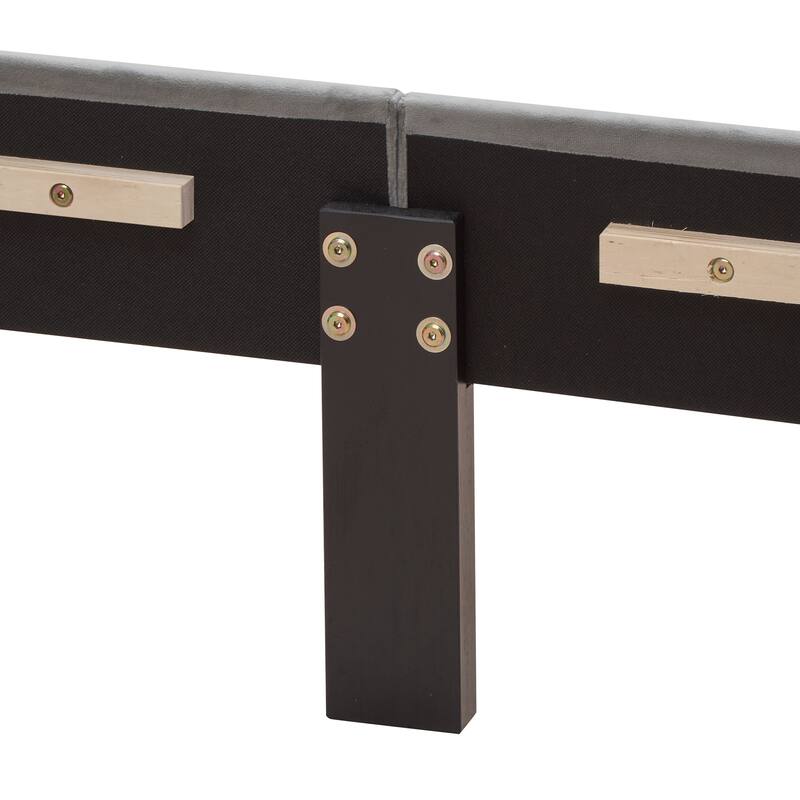 Queen Upholstered Platform Bed with Button Tufted Headboard, Gray Velvet, Easy Assembly