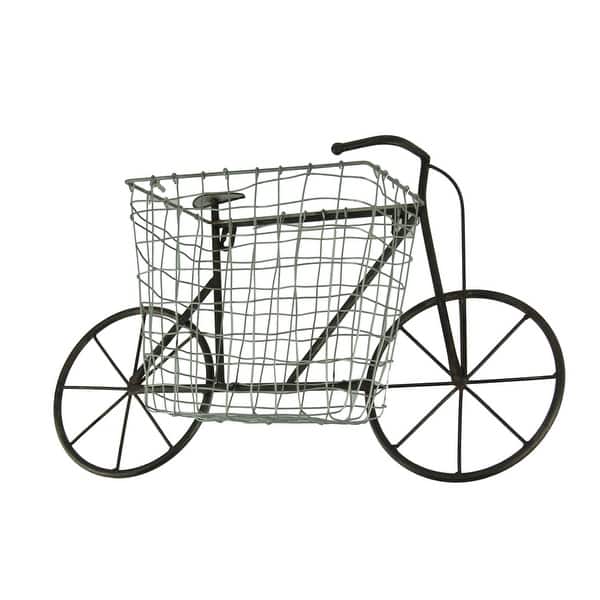 Shop Vintage Bicycle And Basket Metal Wall Sculpture Overstock