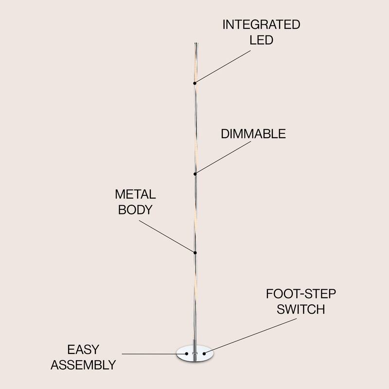 Iris 63.75" LED Integrated Floor Lamp, Chrome by JONATHAN Y