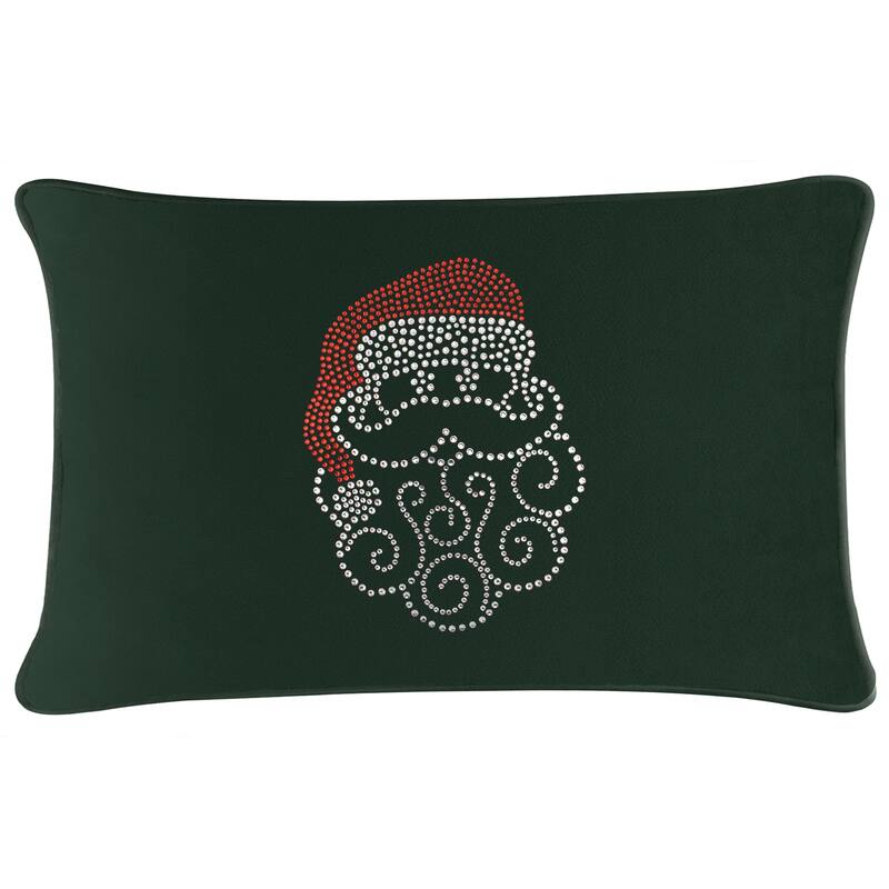 Sparkles Home Santa Rhinestone Pillow - Emerald Velvet - 14 x 14