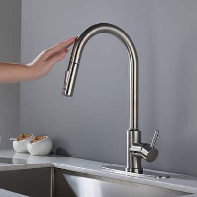 Single Handle Touch Pull Down Kitchen Faucet with Deck Plate