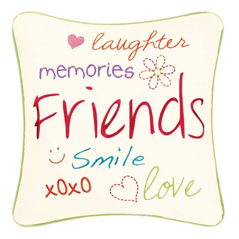 16" x 16" Friends Pink Embroidered Pillow