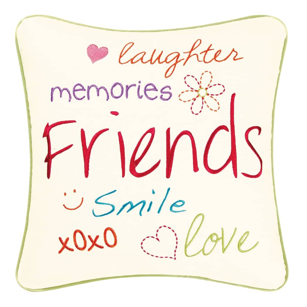 16" x 16" Friends Pink Embroidered Pillow