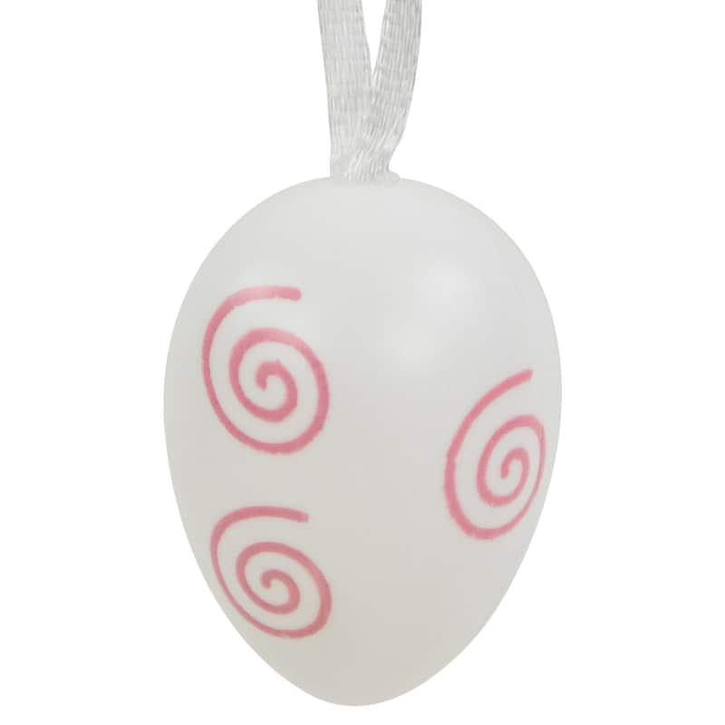 29 Pastel Pink and White Painted Floral Egg Ornaments 3.25"