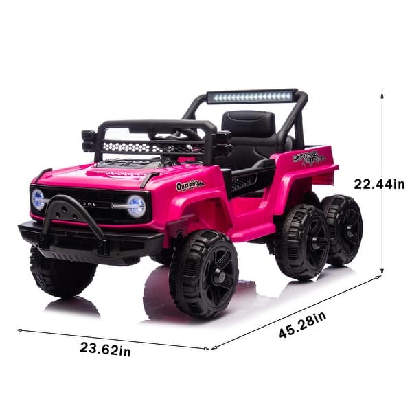 dimension image slide 1 of 4, 12V Kids Electric Ride-On Car with truck car Remote Control, 4 Motors, Bluetooth, LED& Power Display - Battery Powered Vehicle