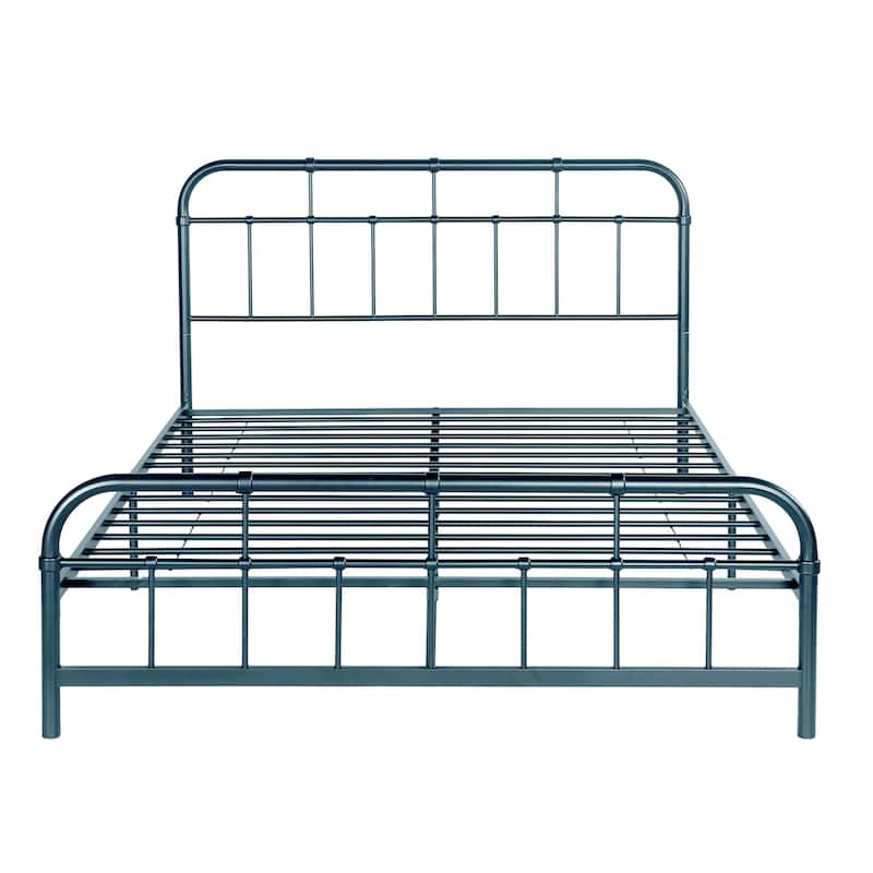 Christopher Knight Home - Aurelio Iron Platform Bed Frame with Rounded Corner Headboard and Footboard