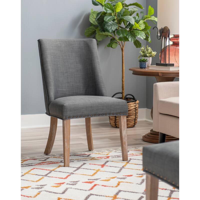Linon Allard Modern Dining Chairs with Natural Legs (Set of 2) - Grey
