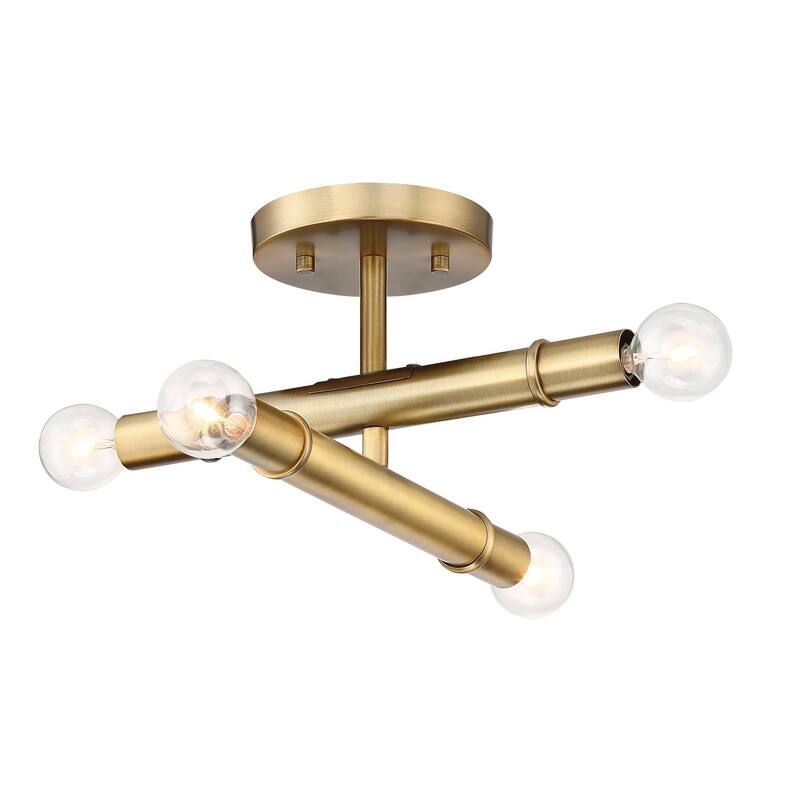 Designers Fountain Emmett 4 Light 12" Wide Semi-Flush Ceiling Fixture - Old Satin Brass