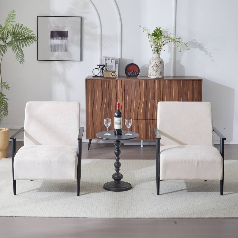 Polyester Lounge Chairs with Metal Frames (Set of 2)