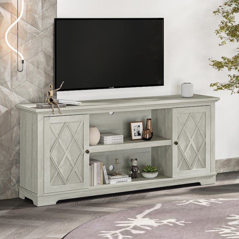 70" Farmhouse TV Stand Console for TVs up to 75 inch - Easy Assembly - 70" in Width
