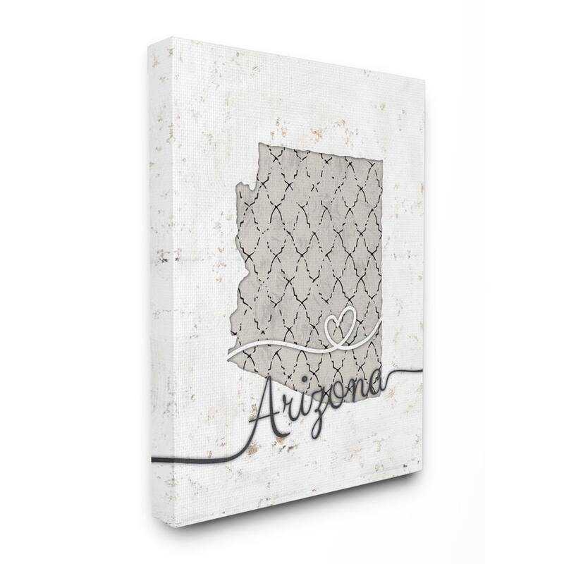 Stupell Arizona Patterned Grey US State Design Canvas Wall Art, Proudly Made in USA