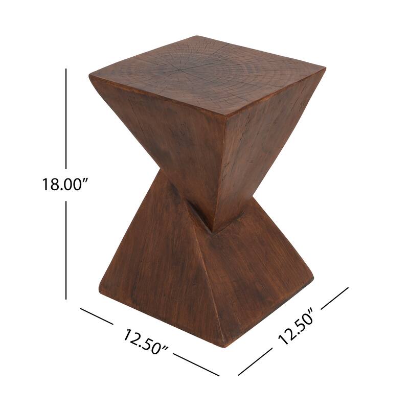 A Twisted Hourglass Structure And A Wood-Like Finish Geometric Mgo Side Table