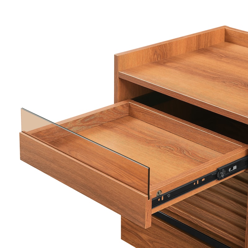 Mid Century Modern Nightstand with 2 Drawers and LED lights