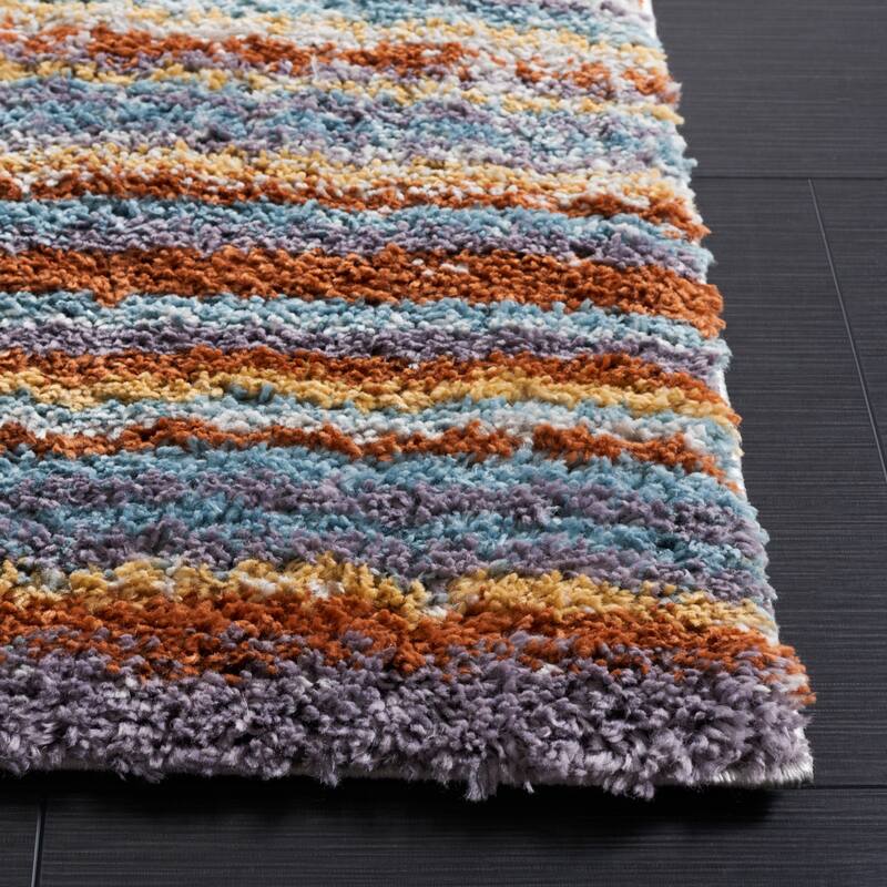 SAFAVIEH Berber Shag Arda Rug - Blue Rust/Ivory - 5' 5" x 7' 7"