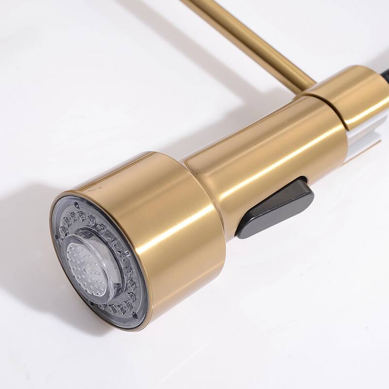 Pull Down Sprayer Kitchen Sink Faucet with LED Light - 8''W x 16.1''H
