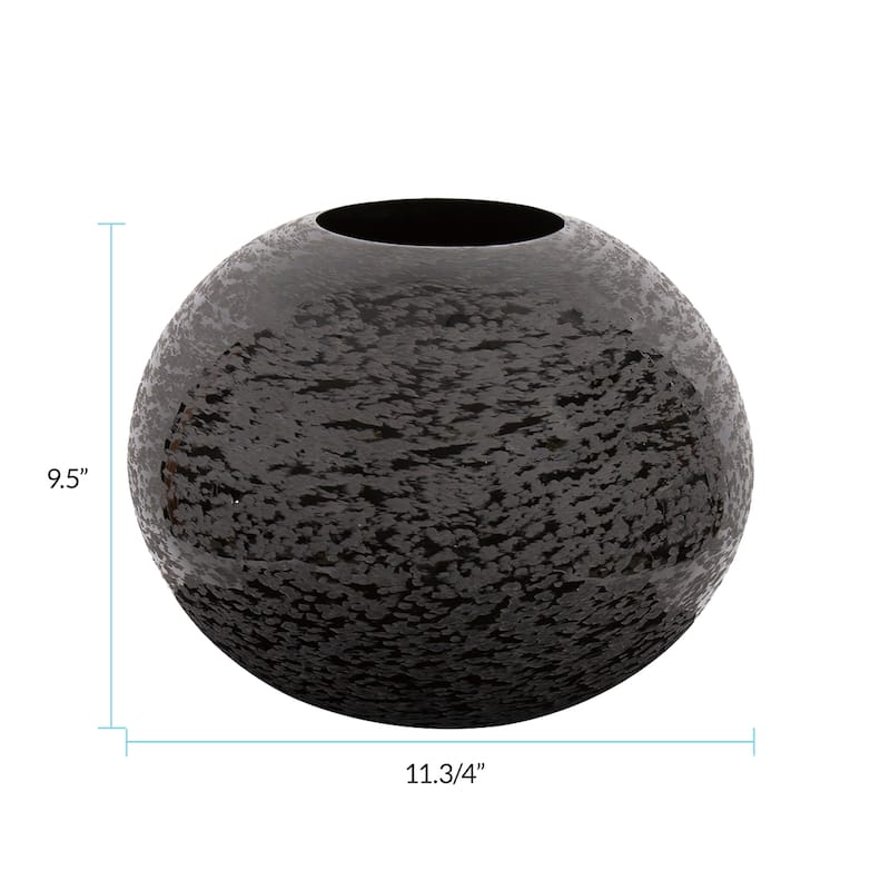 Allan Andrews Chiseled Texture Black Iron Globe Vase, Large - 9H x 11W x 11D
