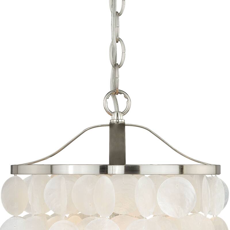 Waterfall Pendant Light - Satin Nickel Shell Chandelier - 1 Light Contemporary Design - 18