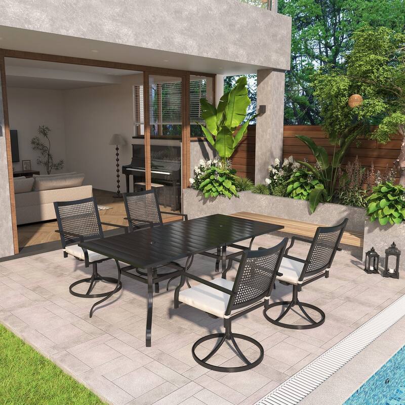 Steel square dining table with chair (set of 6)