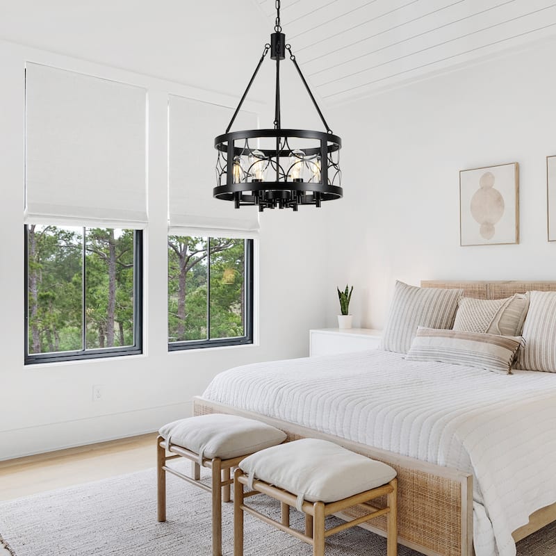 19.68-inch Retro Elegant 6-Light Metal Chandelier with Adjustable Height