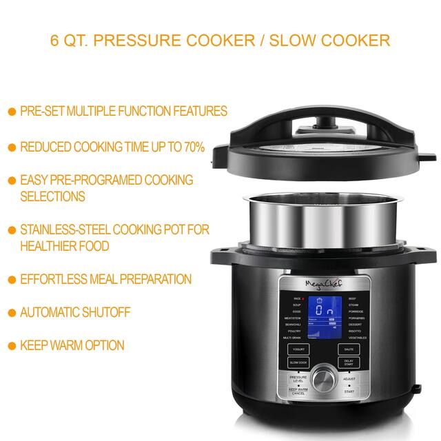 MegaChef Electric Digital Pressure Cooker with 6 Quart Capacity