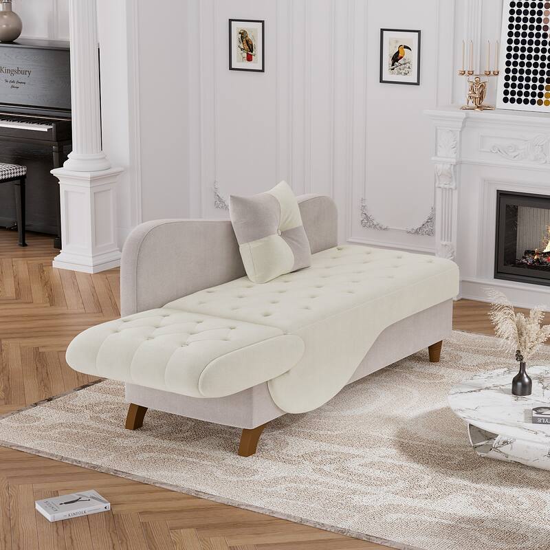 Ouyessir Upholstered Storage Chaise Lounge Chair with Left Armrest & Lumbar Pillow