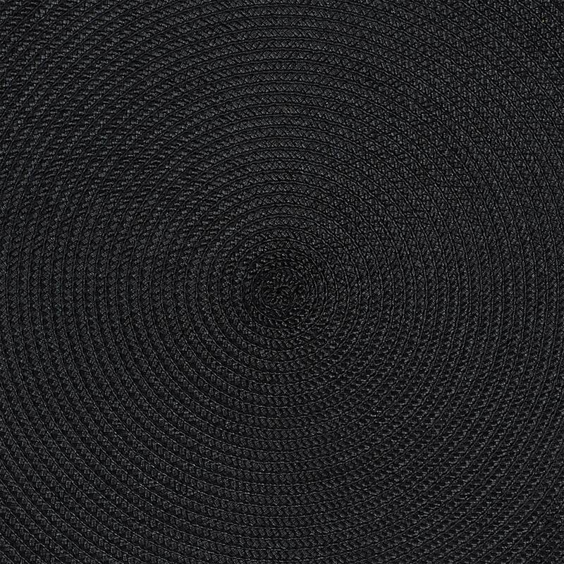 DII Black Placemat Set, 15" Dia, 6 Piece