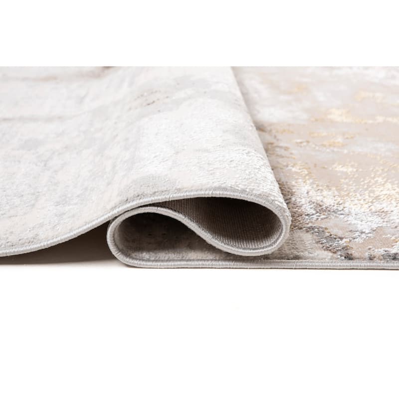 Camryn Collection Abstract Gray/Gold Transitional Area Rug