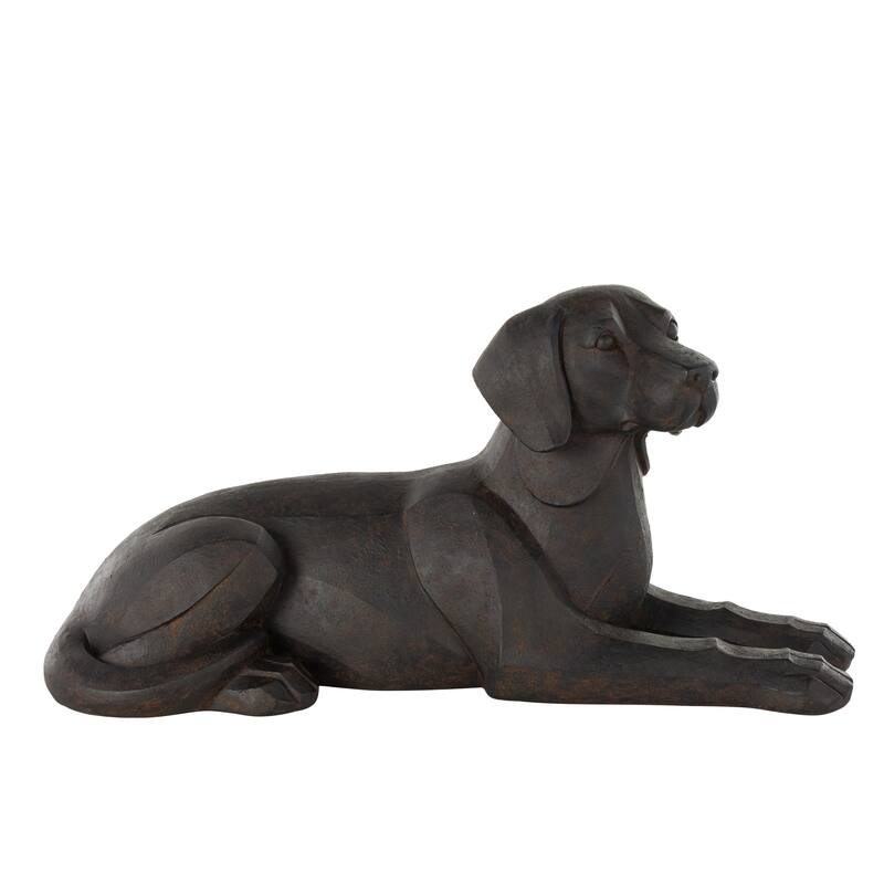 Black Resin Sitting Dog Decorative Sculpture with Copper Shadings