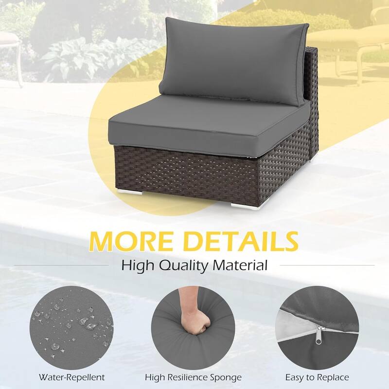 Outdoor Replacement Cushions for Patio Furniture, Waterproof & Non-Slip 4" Sofa Cushions, 6-Seat Conversation Sets, UV-Resistant