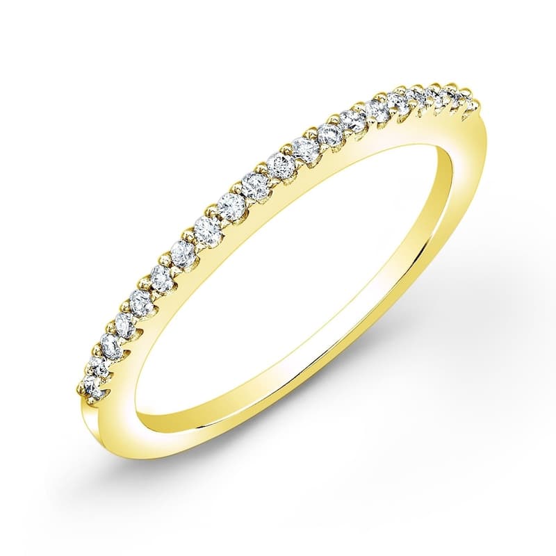 Auriya 10k Gold 1/10ctw Petite Stackable Diamond Wedding Band Ultra-Thin (J-K, I2-I3) - Yellow - 4